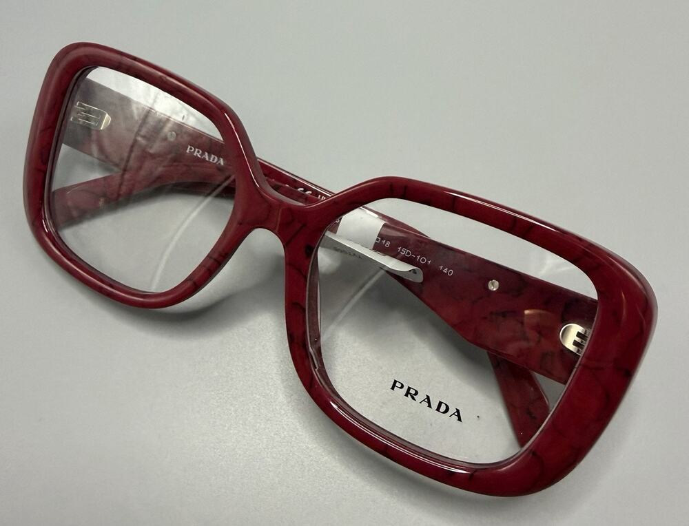Prada PR 10ZV 15D-1O1 Etruscan Red Marble Eyeglasses 53-18-140 Italy NWT
